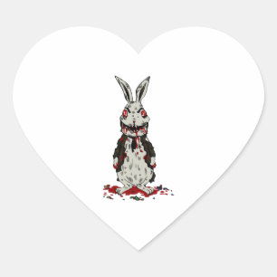 Ostern Zombie Rabbit Halloween Bunny Herz-Aufkleber