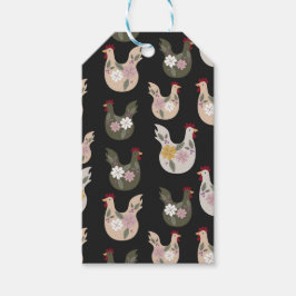 Osternahtloses Muster mit Huhn. Geschenkanhänger