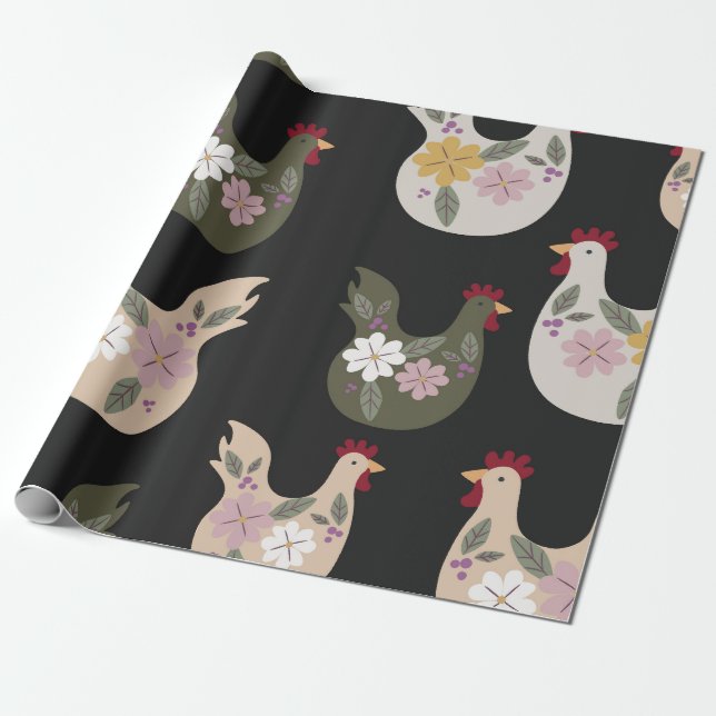 Osternahtloses Muster mit Huhn. Geschenkpapier (Ungerollt)