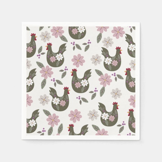 Osternahtloses Muster mit Huhn. Serviette (Vorderseite)