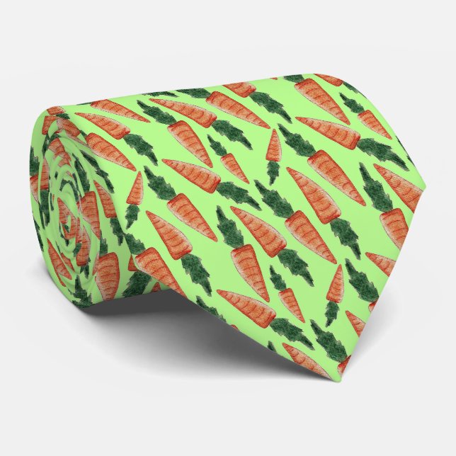 Osternecktie - Karotten auf grüner Krawatte (Gerollt)
