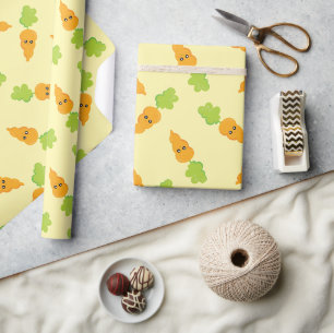 OsterNiedlich Orange Kawaii Carrot Pattern Geschenkpapier