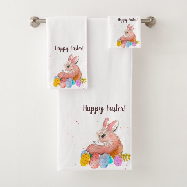 OsterNiedliches Kaninchen Wasserfarben Ei Schönhei Badhandtuch Set (Insitu)