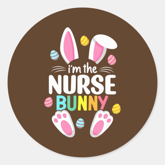 Osternurse Bunny Oars Nursing Ostereier Runder Aufkleber (Vorderseite)