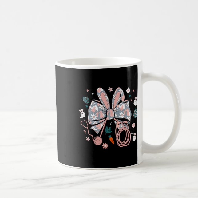 Osternurse Coquette Bow Stethoscope Bunny Scrub Kaffeetasse (Rechts)