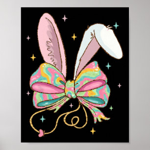 Osternurse Coquette Bow Stethoscope Bunny Scrub Poster