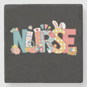 Osternurse Stethoscope Bunny Rabbit Eggs Steinuntersetzer