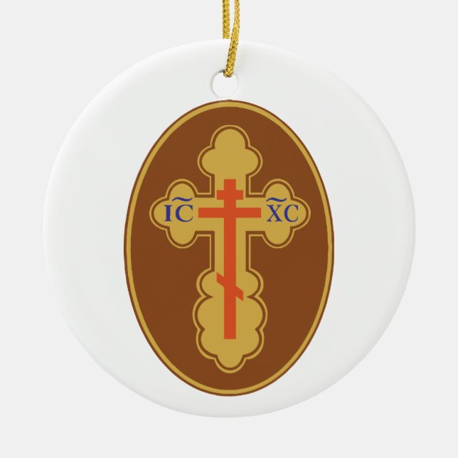 Osterorthodoxe Kreuz Keramik Ornament (Vorne)