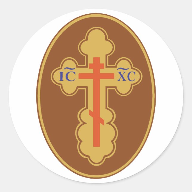Osterorthodoxe Kreuz Runder Aufkleber (Vorderseite)