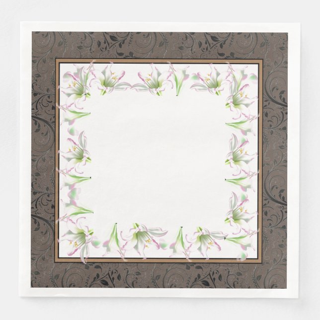 Osterpapier Napkin er ist Risen Osterlilies Serviette (Vorderseite)