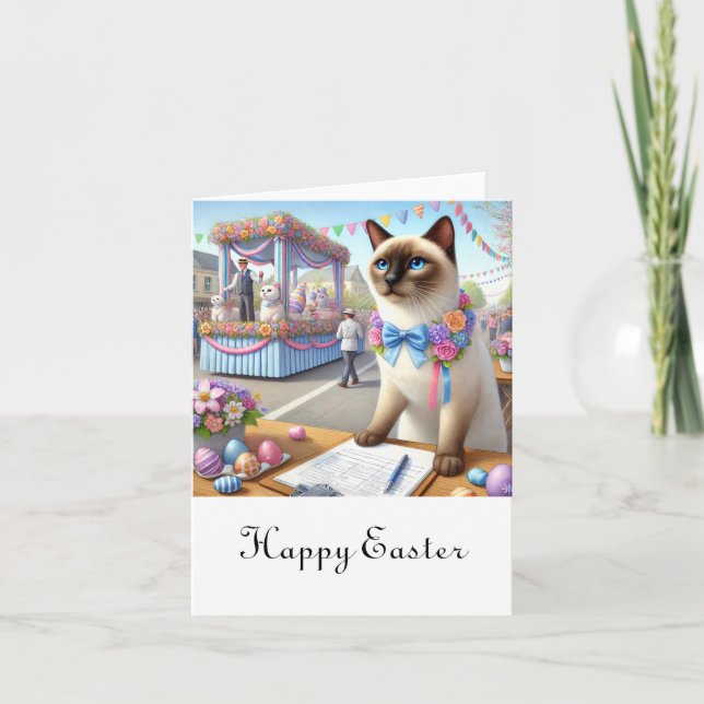 Osterparade für Katzen Liebhaber Feiertagskarte (Vorderseite)