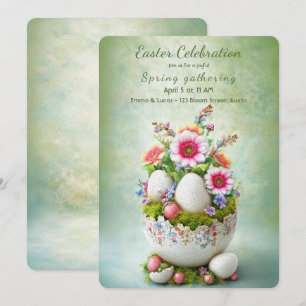 Osterparty-Einladung Florale Eier Frühling Elegant Einladung
