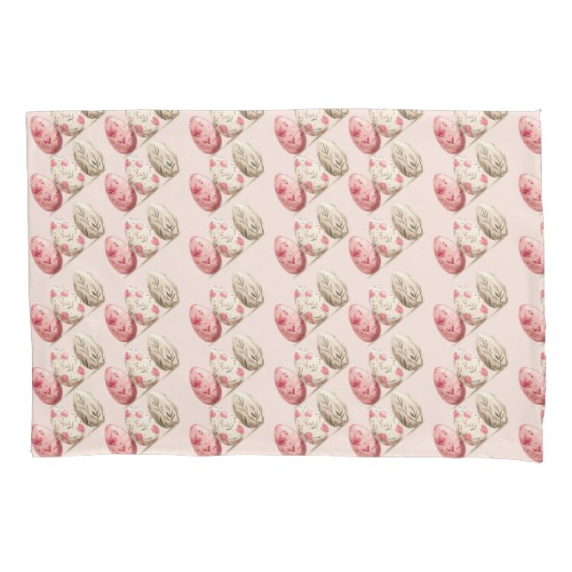 Osterpastel Pink Beige Eier Muster Kissenbezug (Vorderseite-Links)