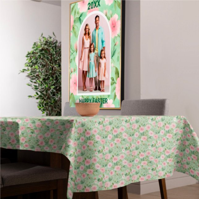 Osterpastel Pink & Green Florals Tischdecke (Von Creator hochgeladen)