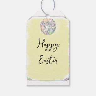 Osterpastell-Hasen-Kaninchen-Eier Gelb Aquarell Geschenkanhänger