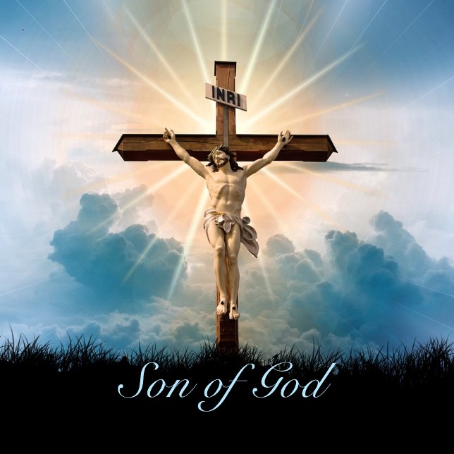 Osterpersonalisieren Sie Jesus am Kreuz Runder Aufkleber (Von Creator hochgeladen)