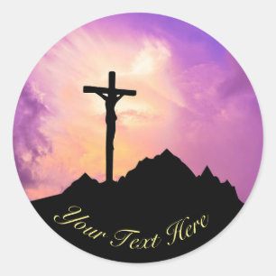 Osterpersonalisieren Sie Jesus am Kreuz Runder Aufkleber