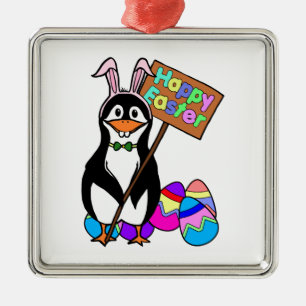 Osterpinguin mit farbigen Eiern Ornament Aus Metall