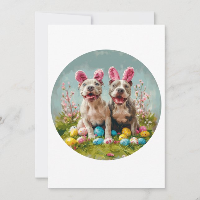 Osterpit Bull Hunde Feiertagskarte (Vorderseite)