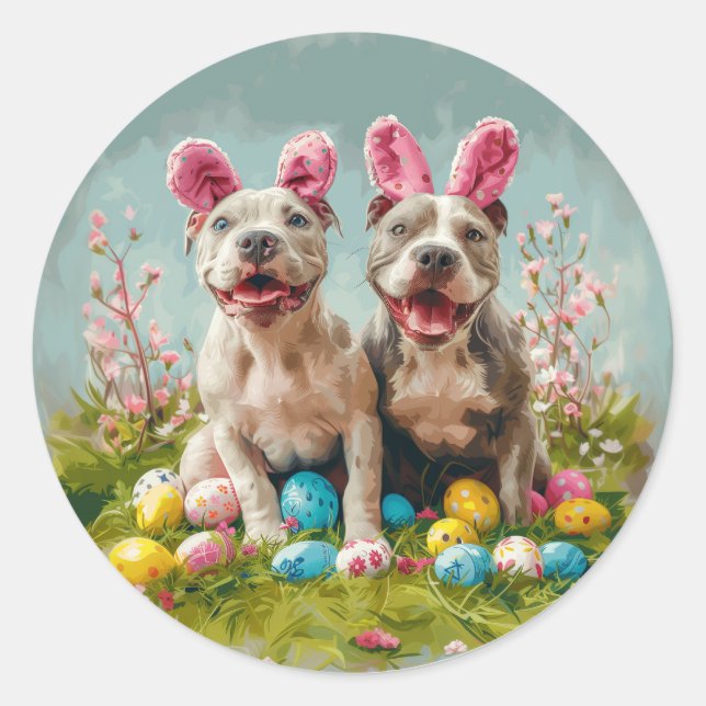 Osterpit Bull Hunde Runder Aufkleber (Vorderseite)