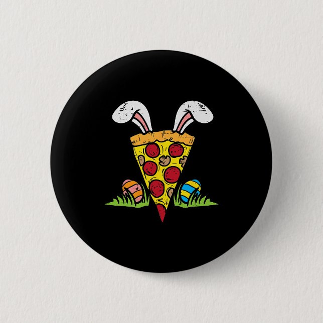 Osterpizza Slice Bunny Ears Fun Snack Food Lover Button (Vorderseite)