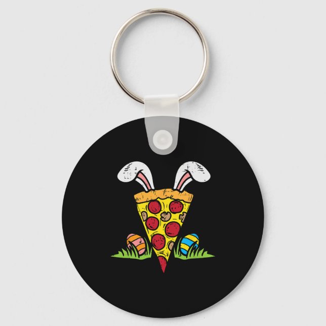 Osterpizza Slice Bunny Ears Fun Snack Food Lover Schlüsselanhänger (Vorderseite)