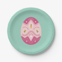 Osterplatte Rosa Ei auf grünem Party
