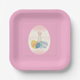 Osterplatte Rosa Ei auf Rose Hintergrund Party Pappteller