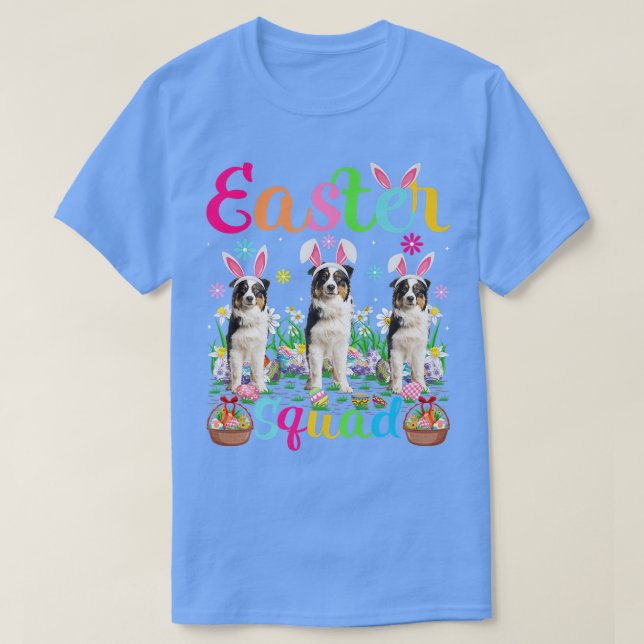 Osterquad Bunny Ear Australian Shepherd Dog Hap T-Shirt (Design vorne)
