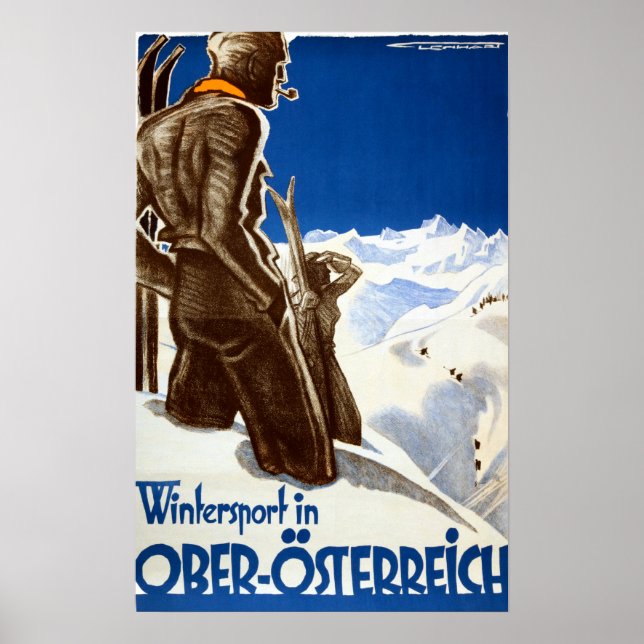 " Österreich: 1930er/heute Oö - Wintersport Reise Poster (Vorne)