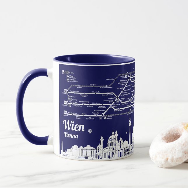 " Österreich: 1978/heute Wien - U Bahn Plan... Tasse (Mit Donut)