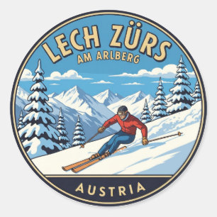 Österreich Arlberg Skier Skiing Runder Aufkleber