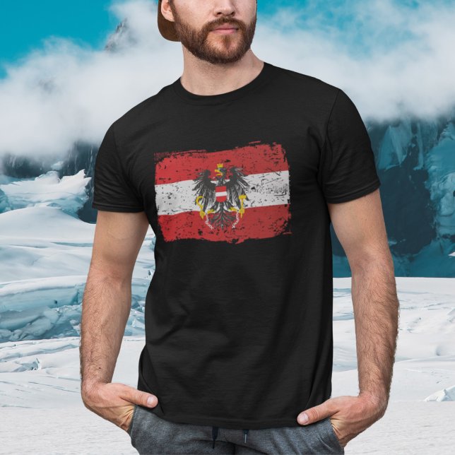 Österreich Austria Flagge - Geschenk T-Shirt (Zeigen Sie Ihre patriotische Seite mit diesem einzigartigen schwarzen T-Shirt! )