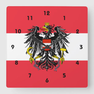 Österreich-Emblem Quadratische Wanduhr