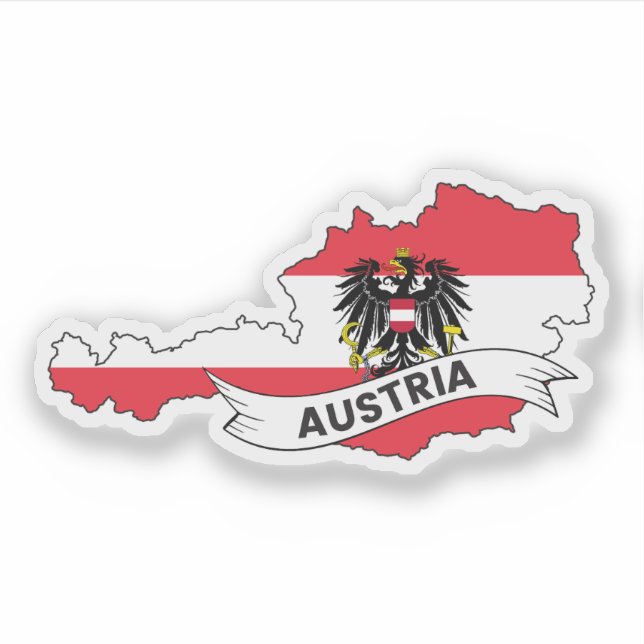 Österreich - Flag-Karte Aufkleber (Vorderseite)