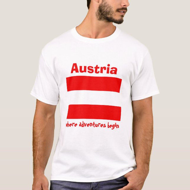 Österreich-Flagge + Karte + Text-T - Shirt (Vorderseite)