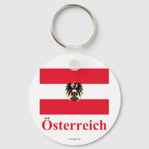 Österreich-Flagge mit Namen auf Deutsch Schlüsselanhänger