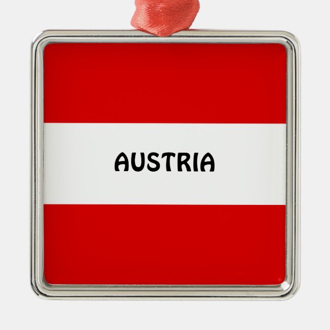 ÖSTERREICH:Flagge Österreichs Silbernes Ornament (Vorne)