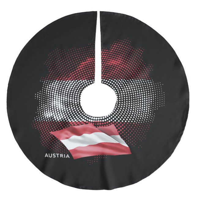 Österreich-Flagge Polyester Weihnachtsbaumdecke (Vorderseite)