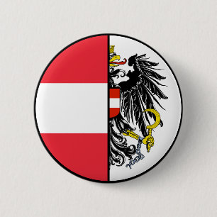 Österreich Flagge und Wappen Patriotisch Button
