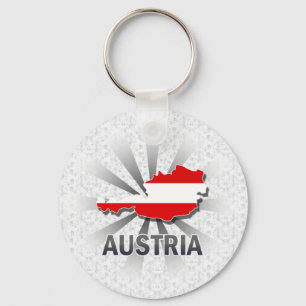Österreich-Flaggen-Karte 2,0 Schlüsselanhänger