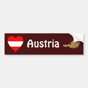 Österreich Flaggenschwerpunkt + Karte Autoaufklebe Autoaufkleber