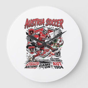 Österreich Fußball Skelett Stürmer Nationen Poster Große Wanduhr