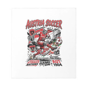 Österreich Fußball Skelett Stürmer Nationen Poster Notizblock
