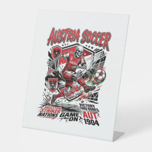 Österreich Fußball Skelett Stürmer Nationen Poster Sockelschild