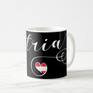 Österreich Herz-Tasse, österreichische Flagge Kaffeetasse