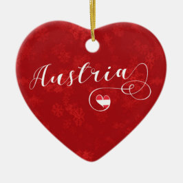 Österreich Herz, Weihnachtsbaumschmuck, Österreich Keramik Ornament