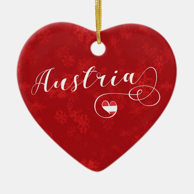 Österreich Herz, Weihnachtsbaumschmuck, Österreich Keramik Ornament (Vorne)