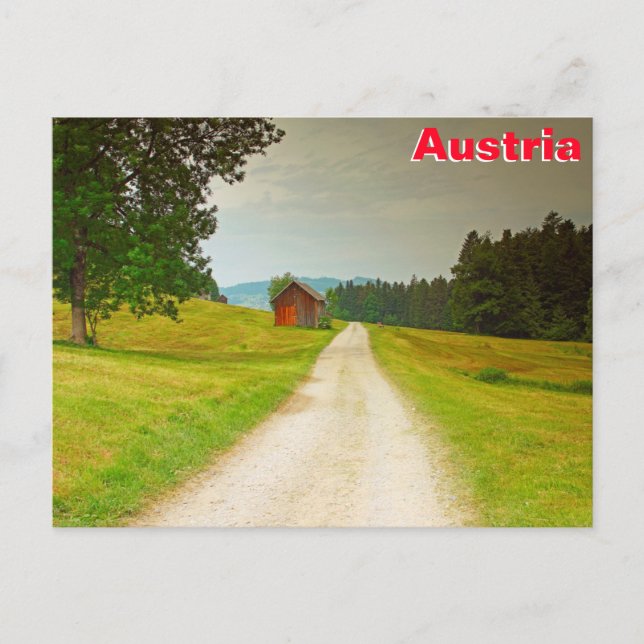 Österreich Holzhütte und Weg Postkarte (Vorderseite)