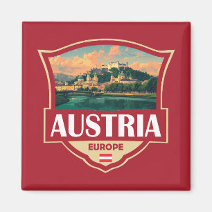 Österreich Illustration Retro Abzeichen Magnet